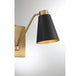 2-Light Wall Sconce, Matte Black With Natural Brass