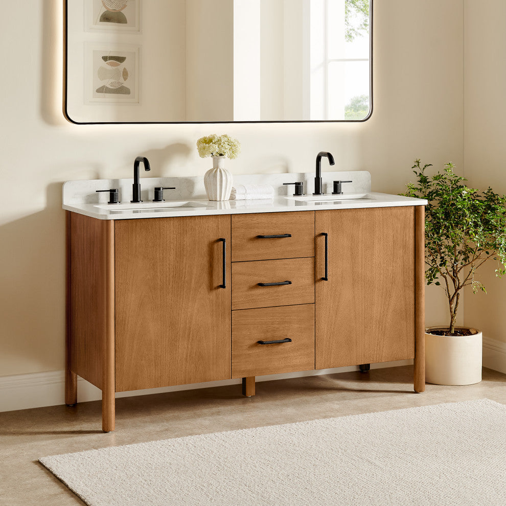 Velora Bathroom Vanity, Mango Brown, 60", No Mirror