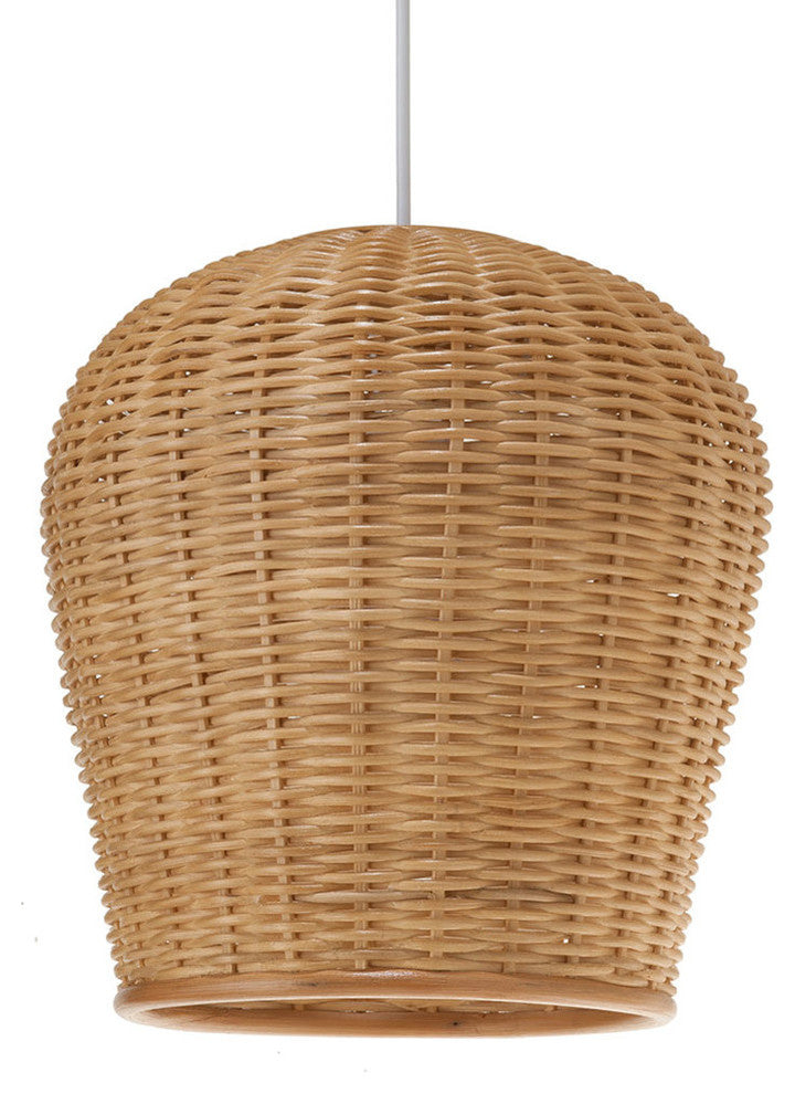 Handwoven Wicker Pod Pendant Light, Natural, Natural Brown