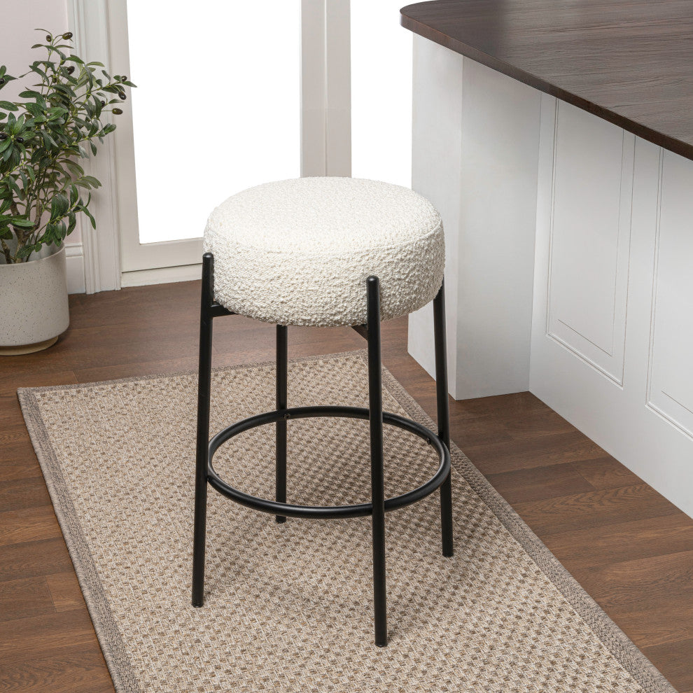 Paola Modern Minimalist Round Backless Metal Cushioned Bar Stool