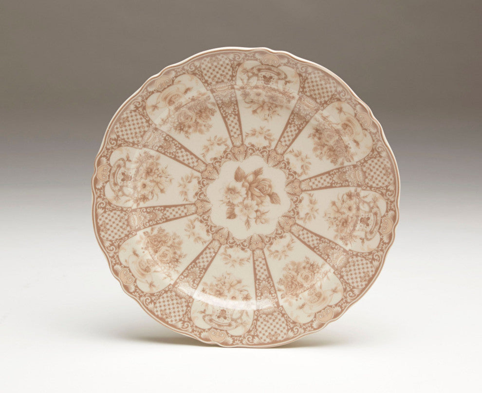 Marquise Porcelain Decorative 10" Dinner Plate, Brown