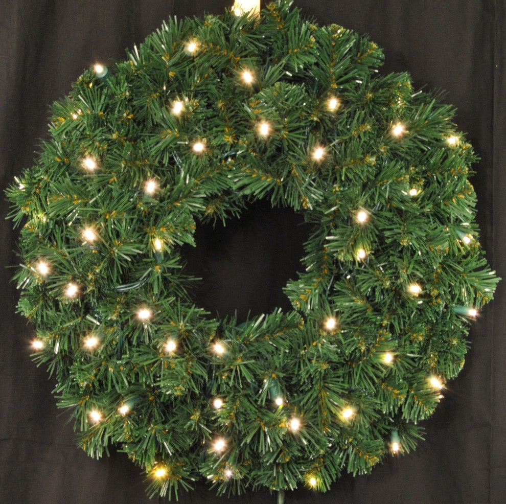 2' Pre-Lit Battery Operated Warm White LED Sequoia Wreath