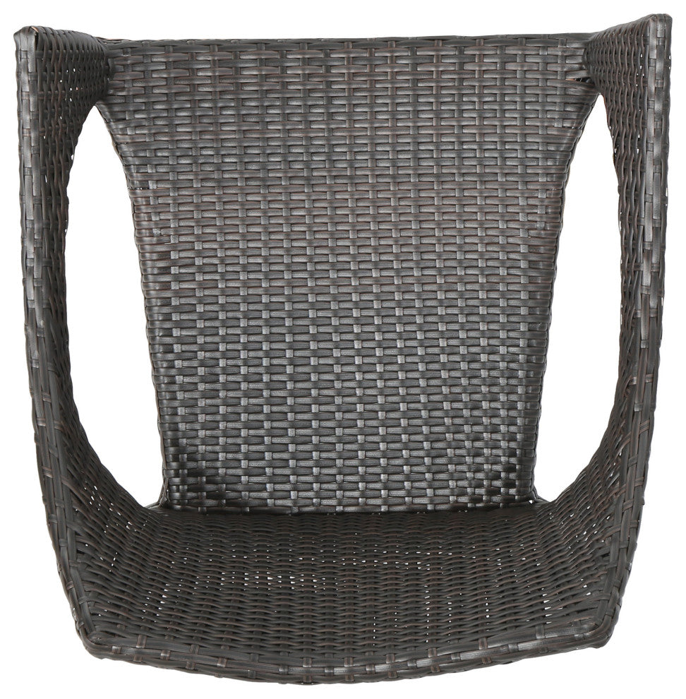 GDF Studio Miranda Outdoor Mix Mocha Wicker Stacking Dining Chairs, Set of 4