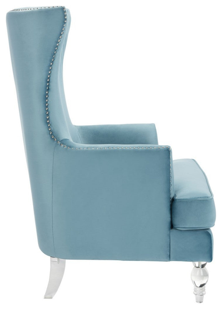 Safavieh Couture Geode Modern Wingback Chair, Light Blue