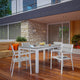 Modern Urban Contemporary Set of 5 Patio Dining Set, White Light Gray Steel