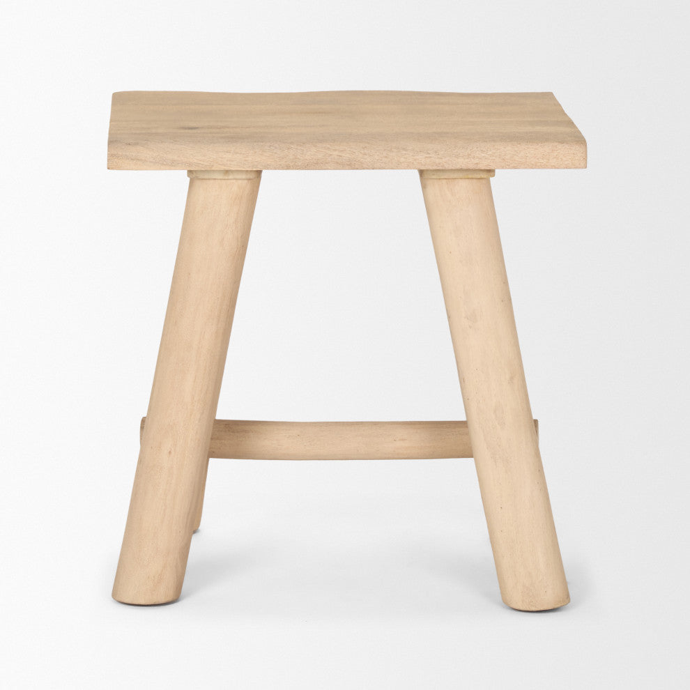 Sekou Light Brown Short Wooden Craftsman Stool