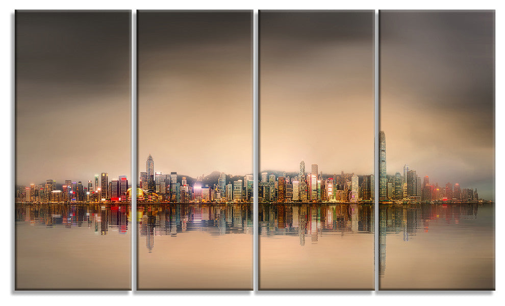 "Singapore Financial District Skyscrapers" Wall Art, 48"x28", 4-Panels