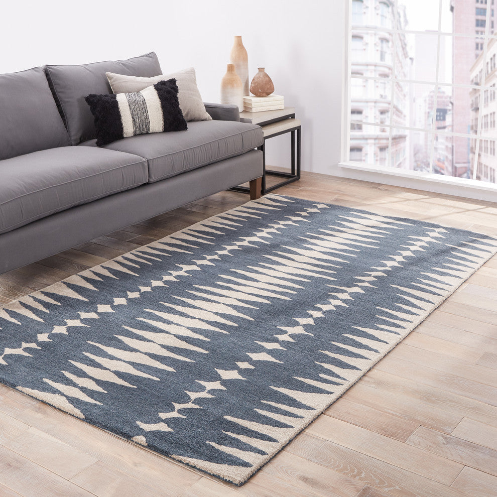Luli Sanchez Tear Drops Handmade Geometric Gray/Beige Area Rug, 8'x11'
