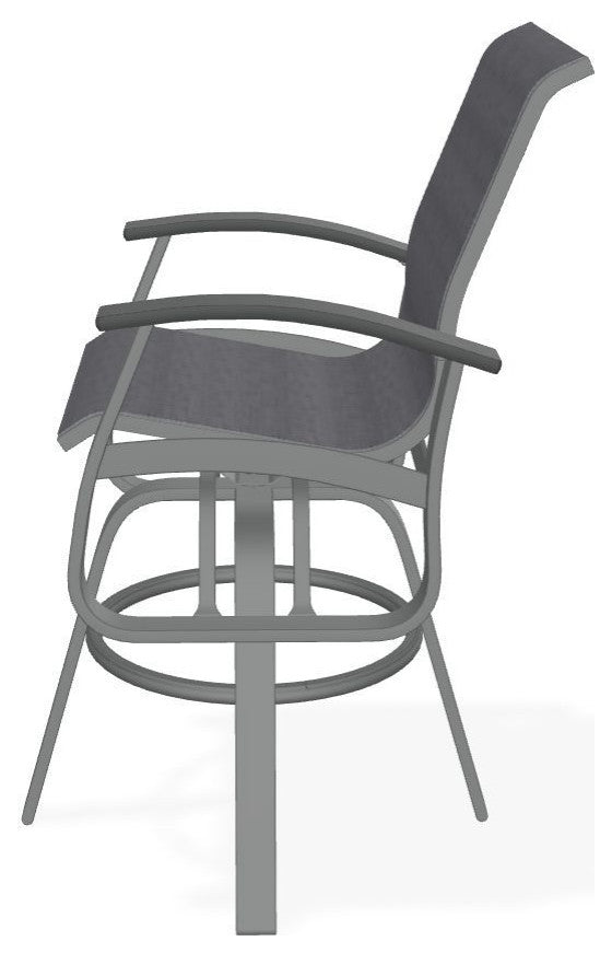 Belle Isle Sling Bar Height Outdoor Swivel Armchair, Augustine Pewter/Graphite