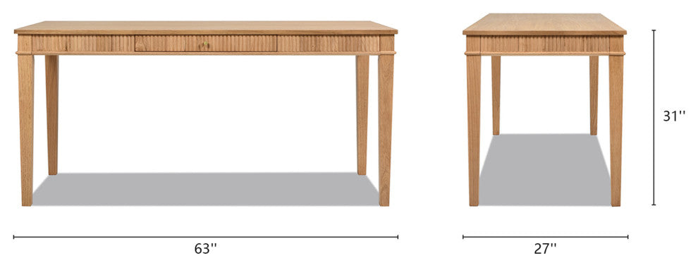 Dumont 1-Drawer Fluted Home Office Writing Desk, Natural Blonde