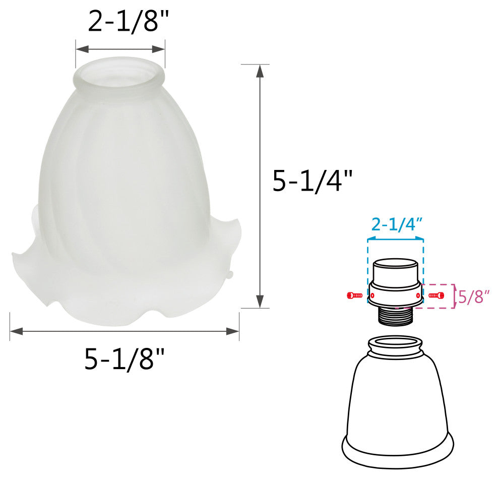 Aspen Creative 23017-4 Replacement Frosted Floral Glass Shade 4 Pack