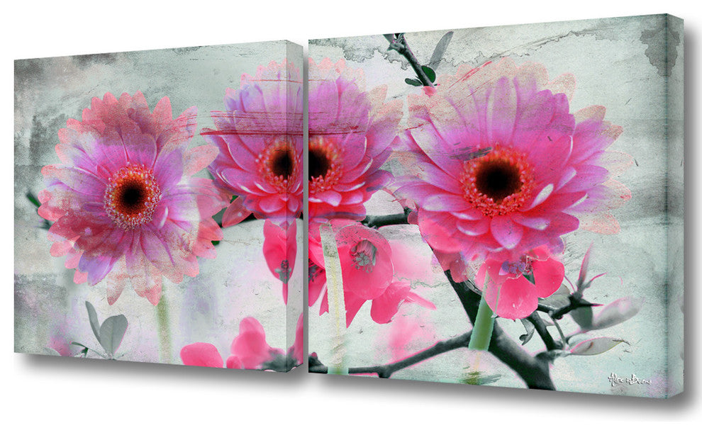 Painted Petals XLV Canvas Wall Art, 2 Piece Set 40"x20"