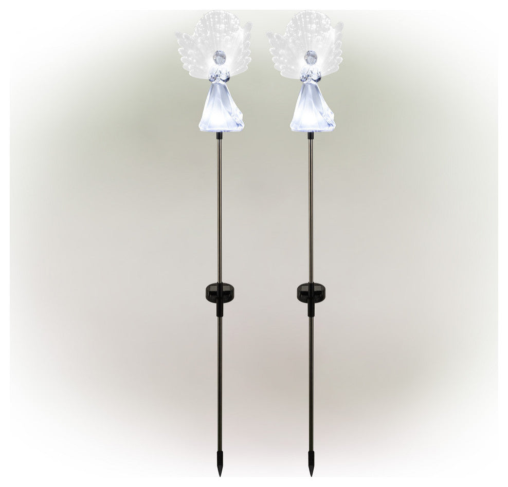 37"�H Outdoor Solar Angel Garden Stakes with Fiber Optic Wings and LED Lights