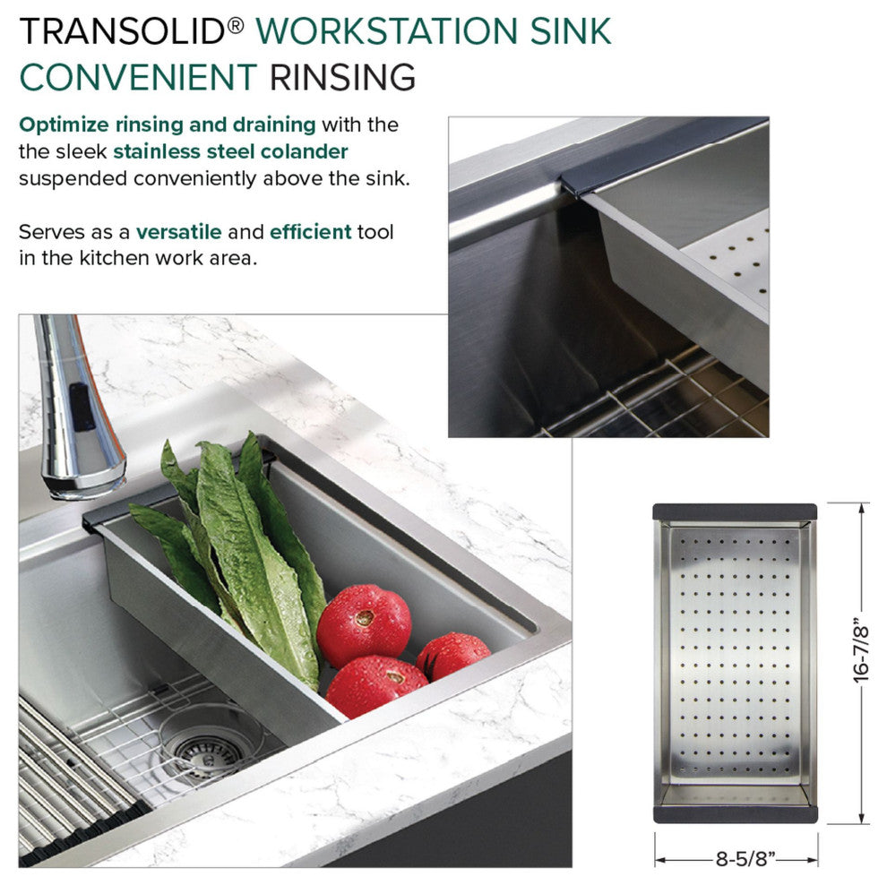 Transolid KWSST332210 Kitchen Workstation, 3 Faucet Holes