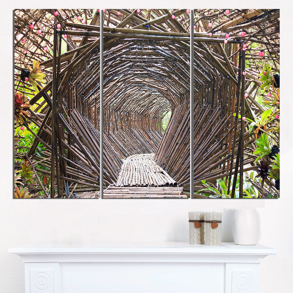 "Bamboo Tunnel in the Garden" Metal Wall Art, 3 Panels, 36"x28"