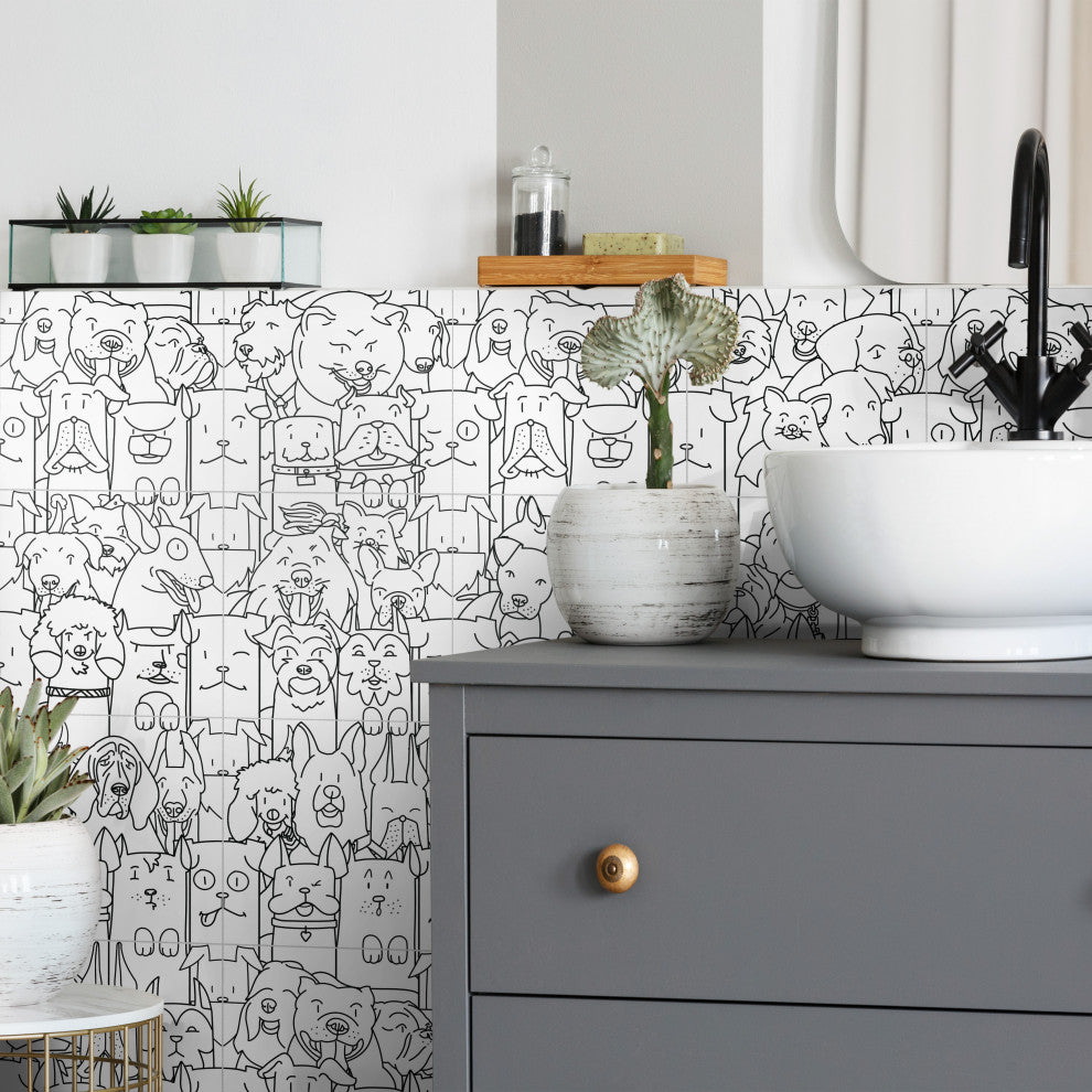 Oh My Dog and Oh My Cat Porcelain Floor and Wall Tile, Dog