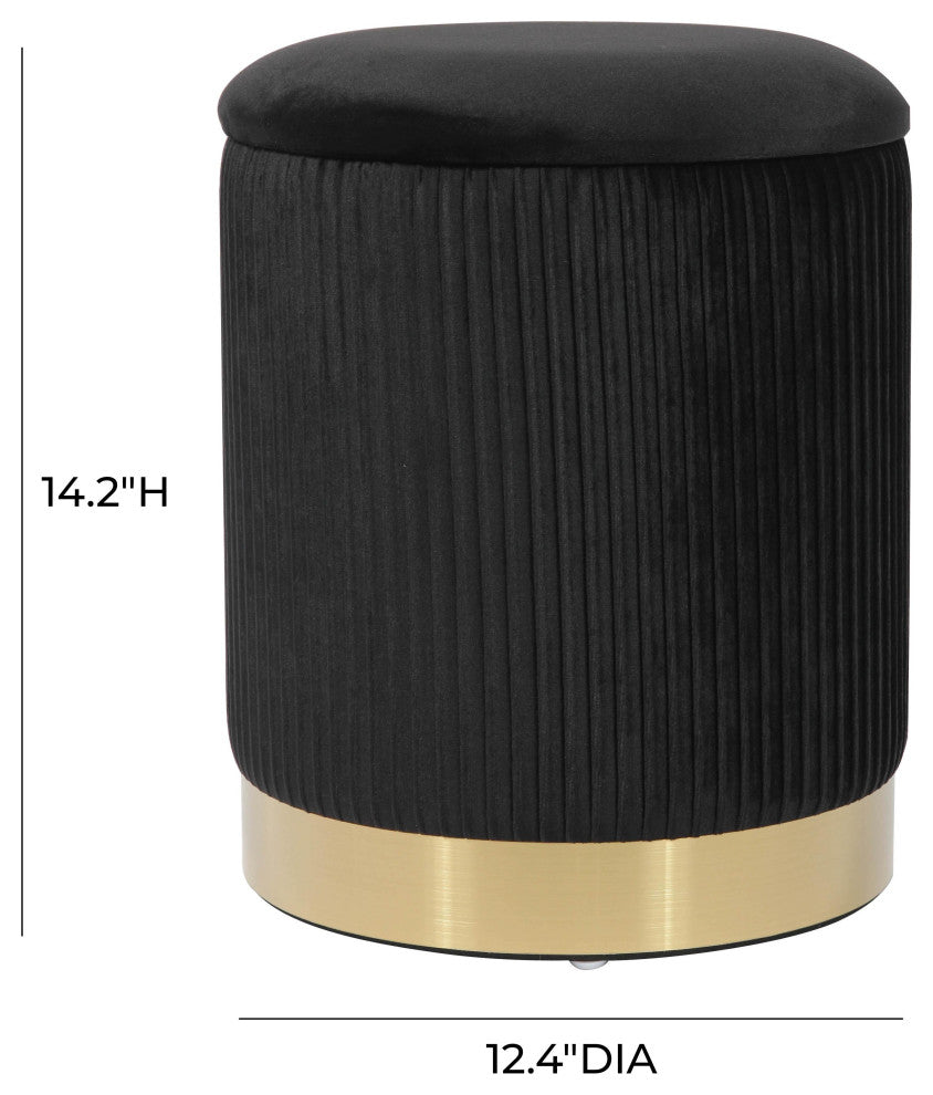 Zoe Black Velvet Storage Ottoman
