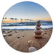 Stones Balance On Sandy Beach, Seashore Round Metal Wall Art, 36"