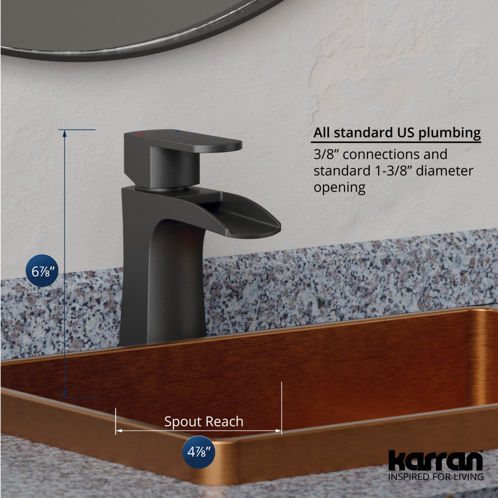 Karran KBF440 1-Hole 1-Handle Basin Faucet With Pop-up Drain, Gunmetal Grey