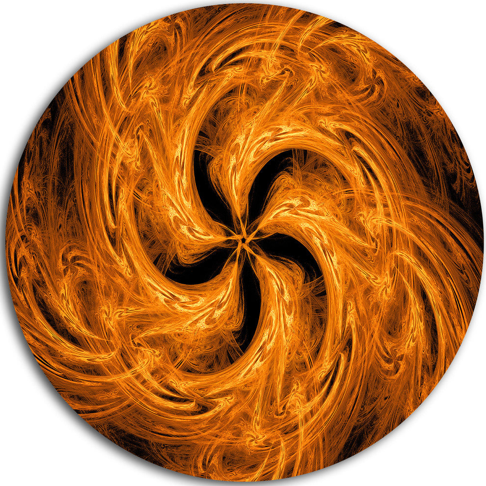 Brown Fire Fractal Flower Design, Floral Round Wall Art, 36"
