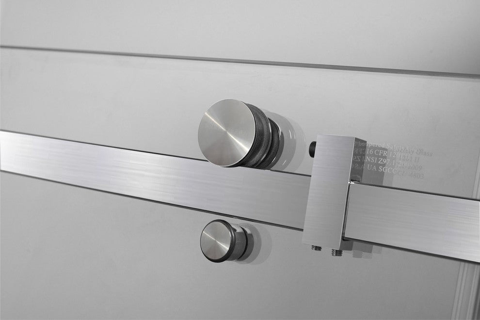 Moselle 48"x77.5" Frameless Sliding Shower Door, Right Base, Stainless Steel