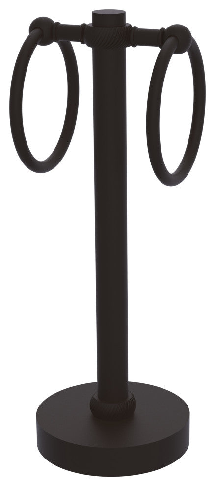 Vanity Top 2 Towel Ring with Twisted Accents, Oil Rubbed Bronze