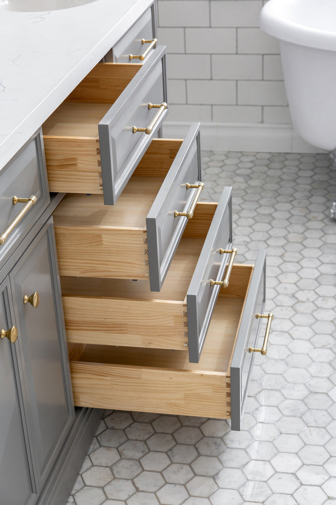 72" Palace Collection With Hardware, Satin Brass Finish, Cashmere Gray, F2-0012