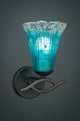 Revo Wall Sconce In Dark Granite, 5.5" Teal Crystal Glass