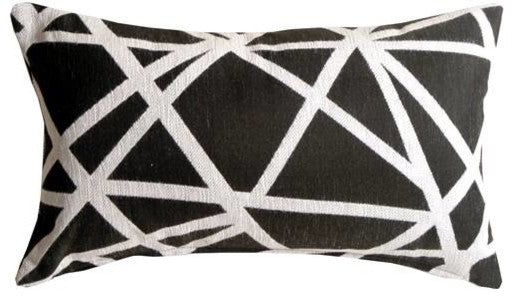Pillow Decor - Criss Cross Stripes Rectangular Throw Pillow, Black, 12" X 20"
