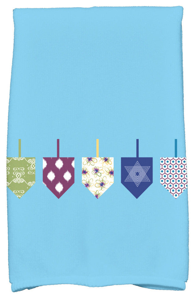 Doodled Dreidels Decorative Holiday Geometric Print Hand Towel, Light Blue