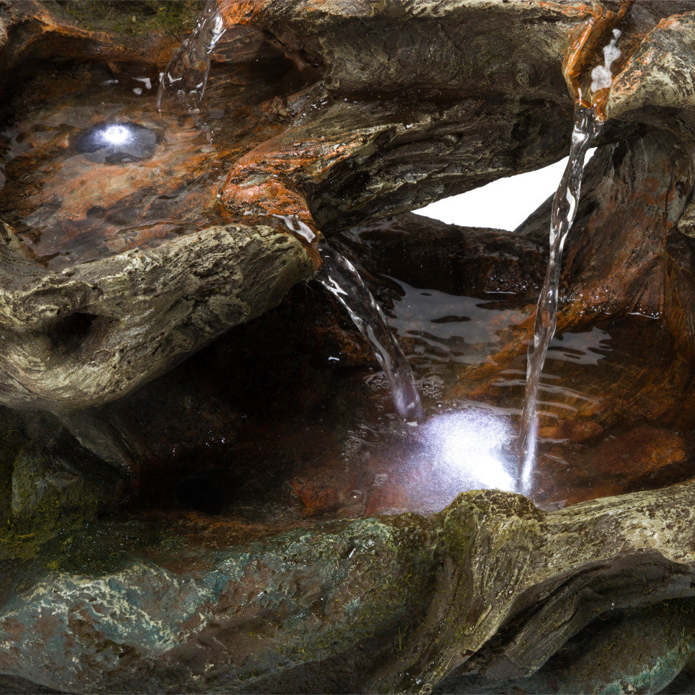 Alpine 3 Tier Rainforest Tabletop Fountain With LED Lights, 10"