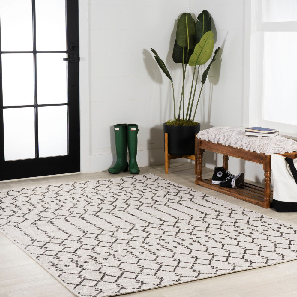 Ourika Moroccan Geometric Textured Weave Indoor/Outdoor Area Rug