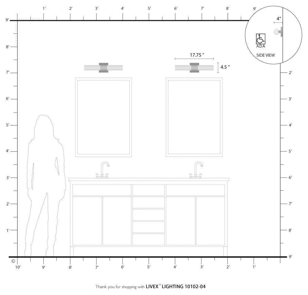 Livex Lighting Black ADA 2-Light Vanity Sconce