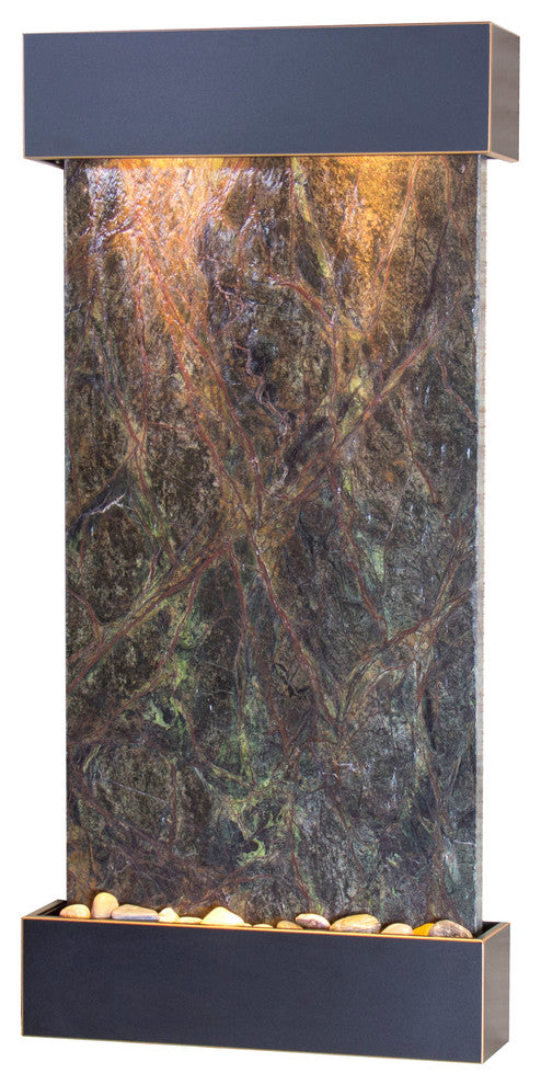 Whispering Creek Water Feature, Green Marble, Blackened Copper