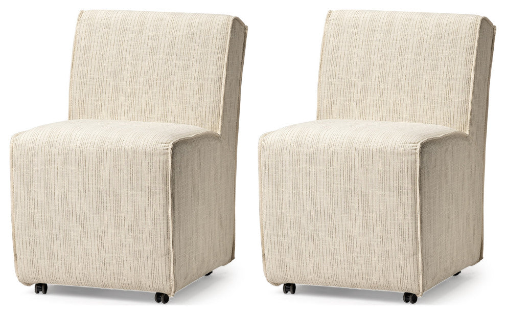 Damon Fully Upholstered Dining Chair, Set of 2, Cream