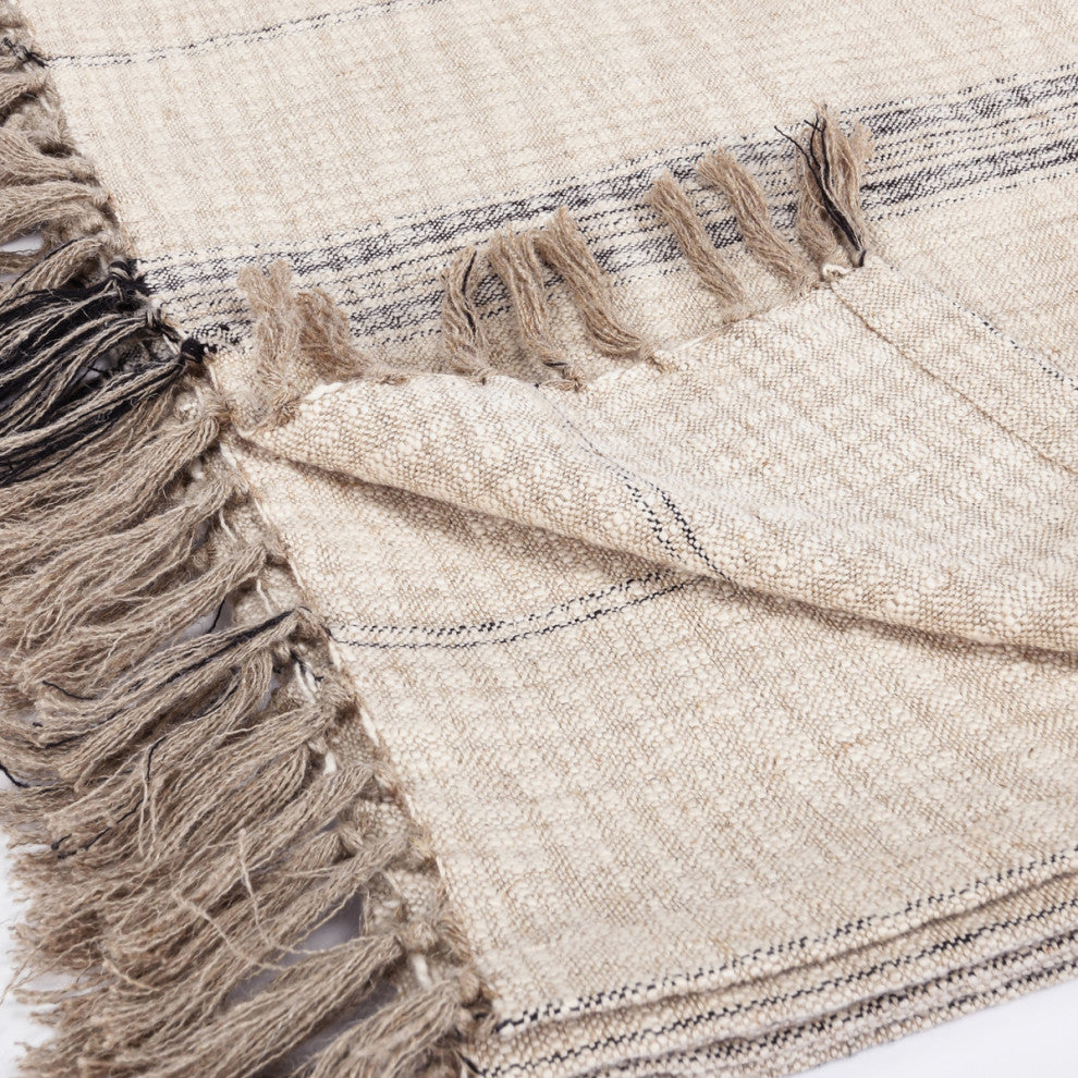 Lea 50"x 70" Throw Blanket, Ivory