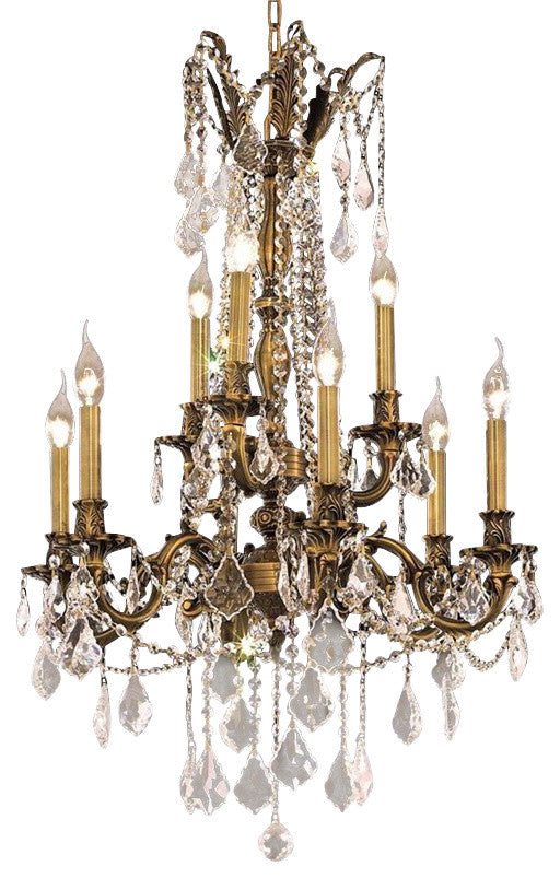 Elegant Rosalia Dining Room Light, Antique Bronze Finish With Royal Cut Crystal