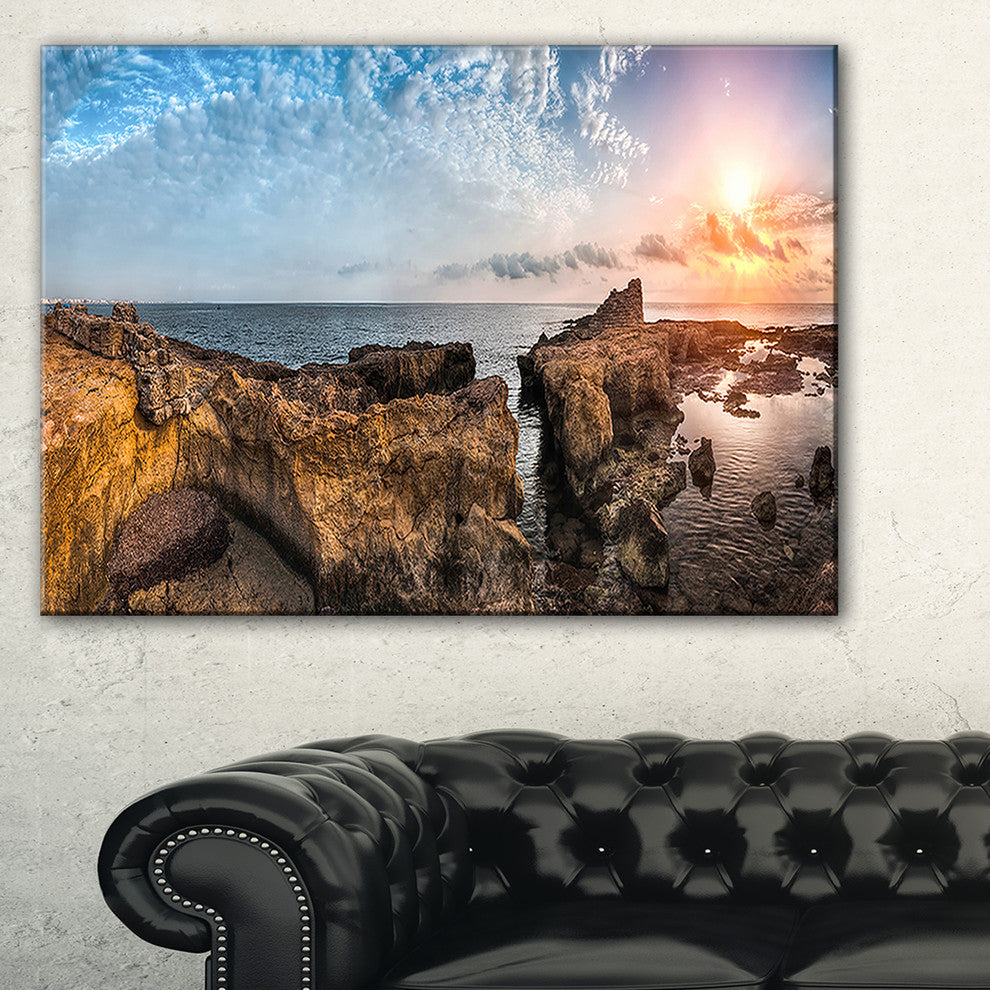 "Bright African Seashore Panorama" Oversized Beach Canvas Artwork, 40"x30"