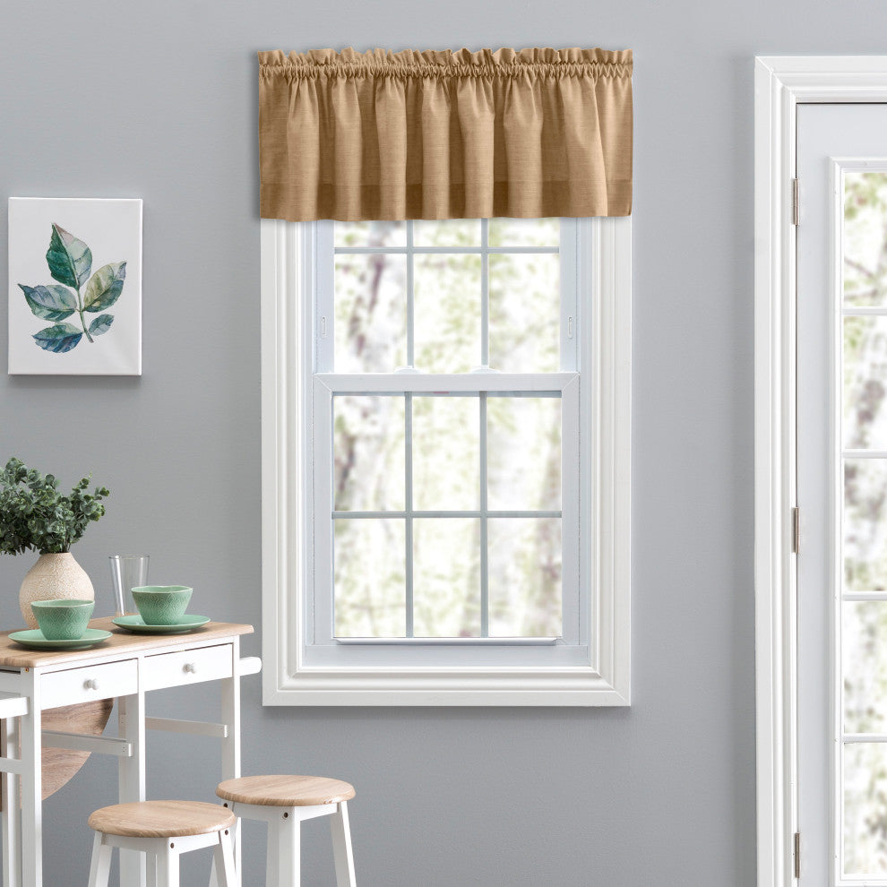 Lisa Solid 58" x 15" Tailored Valance, Tan