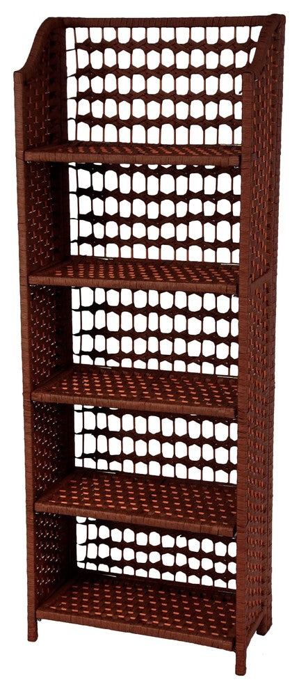 53" Natural Fiber Shelving Unit, Mahogany