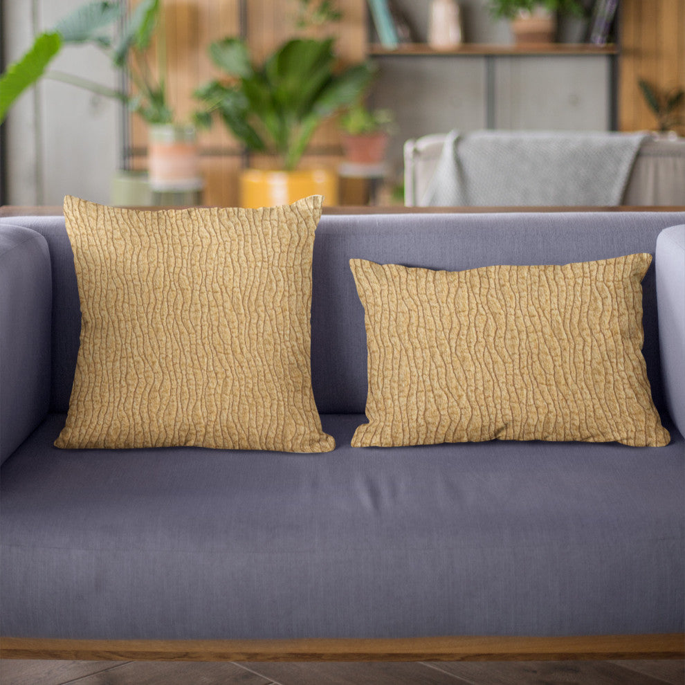 Plutus Yellow Desert Lines Luxury Throw Pillow, Yellow, 20" x 36" King