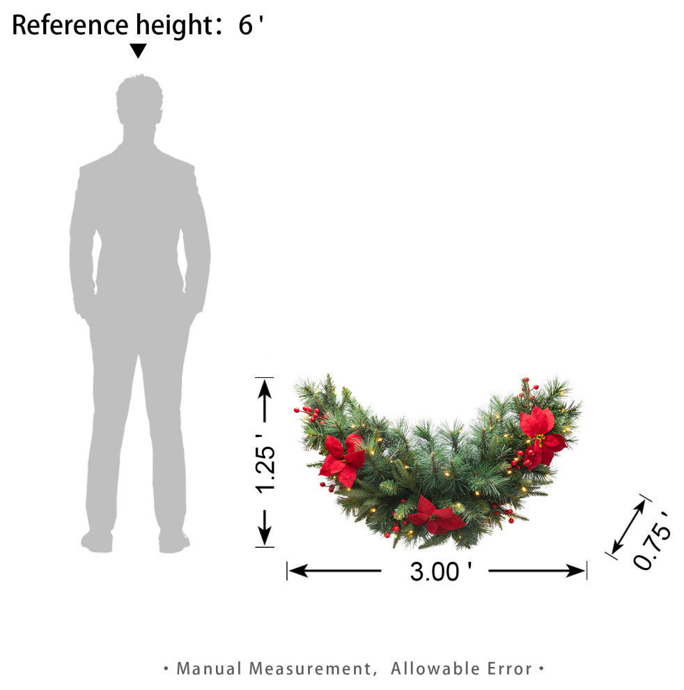 3' Pre-Lit Christmas Swag With Lights