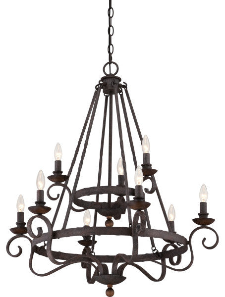 Noble 9-Light Chandelier, Rustic Black