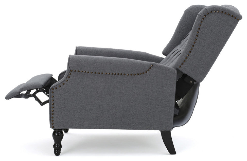 GDF Studio Xanthe Tufted Fabric Recliner, Set of 2, Charcoal and Dark Brown