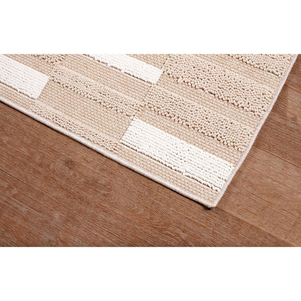 Resort Boxes Area Rug, Beige, 6'7"x9'4"