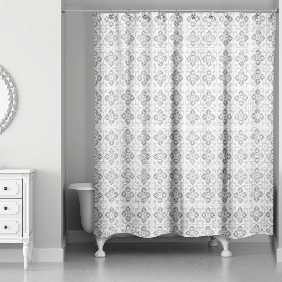 Gray Tile Pattern 71x74 Shower Curtain