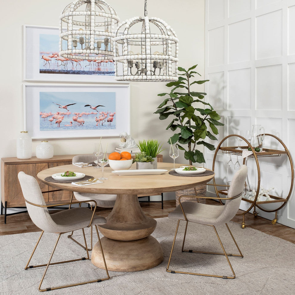 Carola Gold Frame Two-Tier Glass Shelves w/ Stemware Holder Bar Cart