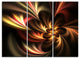 "Yellow and Red Fractal Flower" Metal Wall Art, 3 Panels, 36"x28"
