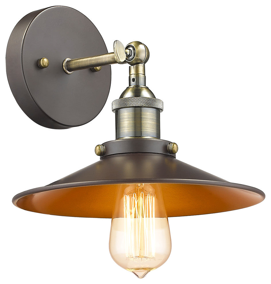 Ironclad  1-Light Rubbed Bronze Wall Sconce 9" Wide