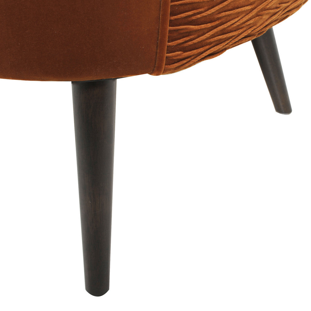 London Ruched Barrel Accent Chair, Burnt Orange Velvet